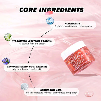 Collagen Jelly Cream Niacinamide Hydrolyzed Collagen 24h Glow & Lifted Look Moisturize Skin Elasticity & Hydration Face Cream