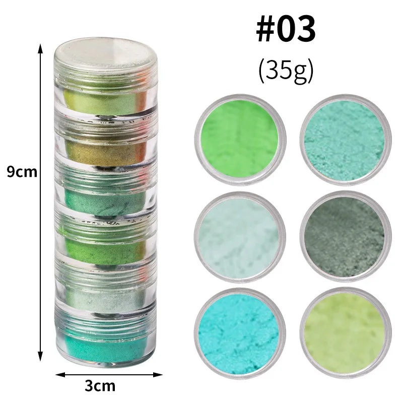 6Color/Set Neon Pigment Powder Fluorescent Nail Glitter Powder Chrome Pearlescent Powder Epoxy Resin Eyeshadow Cosmetic Pigment