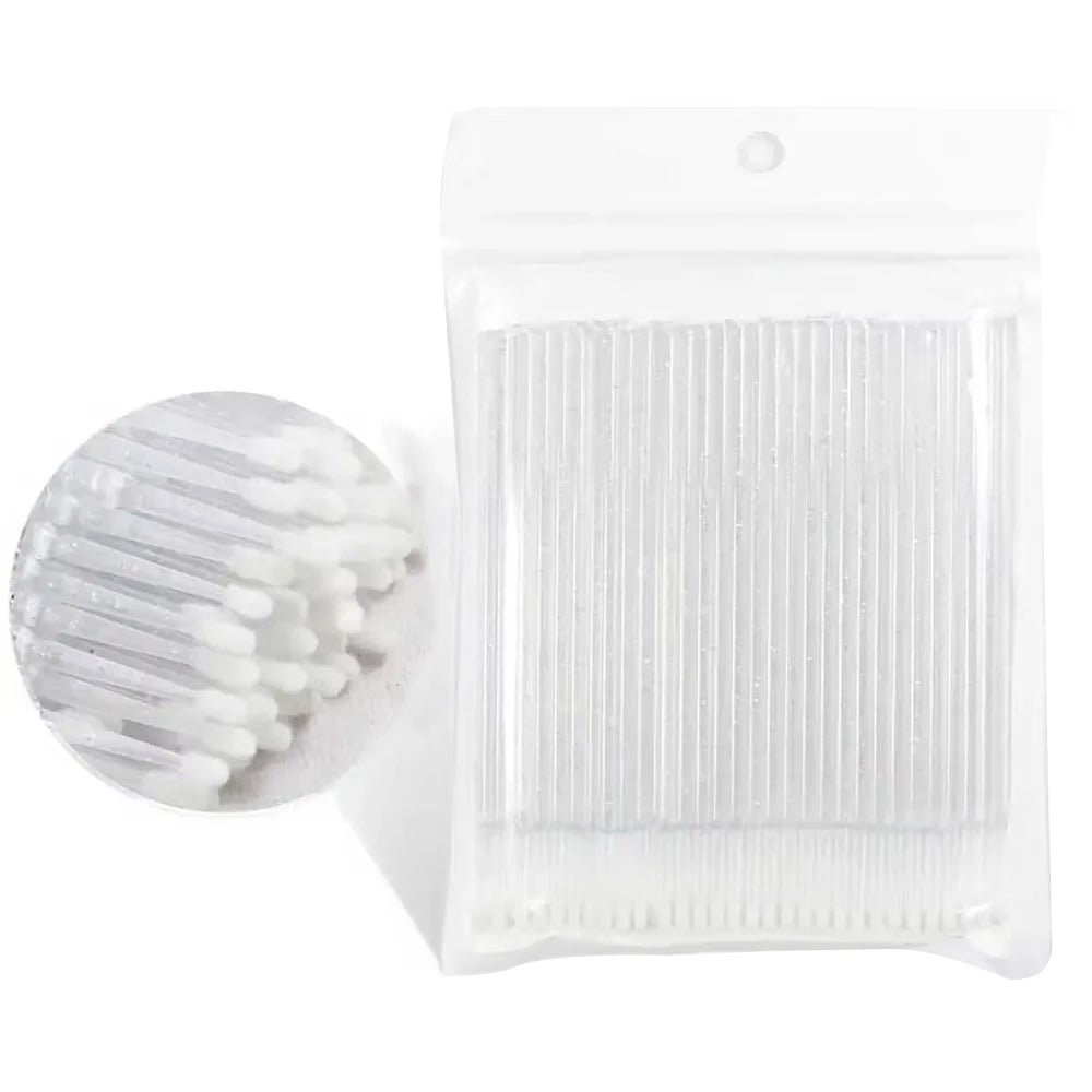 100pcs Eyelash Cleaning Brushes Micro Cotton Swab Individual Removing Makeup Brush Eyelashes Microbrush Beauty Clean Tools