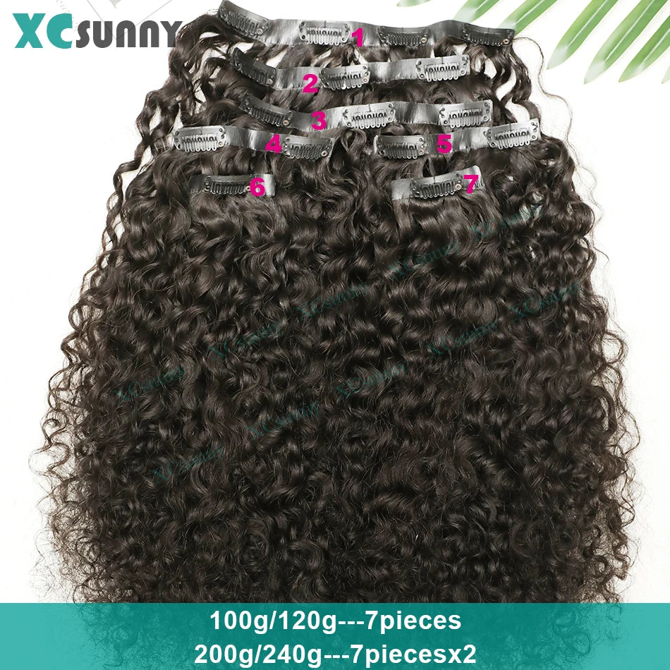 Curly PU Clip In Hair Extensions Human Hair Seamless Clip Ins Human Hair Extensions Clip In Curly Human Hair 200g/240 For Head