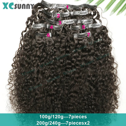 Curly PU Clip In Hair Extensions Human Hair Seamless Clip Ins Human Hair Extensions Clip In Curly Human Hair 200g/240 For Head