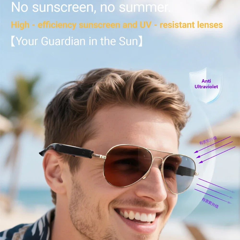 F18 HD AI Smart Glasses Chat 55mA*2 battery Battery Voice Assistant Control Camera Bluetooth Call Smart Glasses