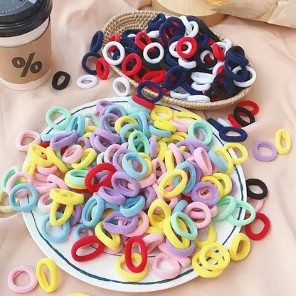 50Pcs/bag Colorful Basic Nylon Ealstic Hair Ties for Girls Ponytail Hold Scrunchie Rubber Band Kid Fashion Hair Accessories