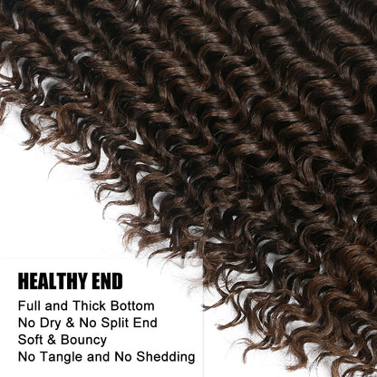 Chocolate Brown Braiding Hair for Boho Braids Human Hair Braiding Hair 2 Bundles/Pack 100g 18 Inch Deep Wave Boho Hair Braiding