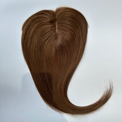 Hair Topper With Bangs Women 100% Human Hair Wigs Clip In Hairpieces Blonde Natural Straight Hair Topper Silk Base 35cm