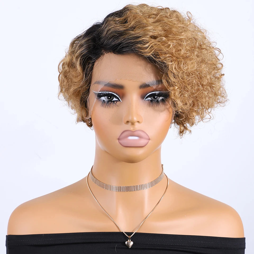 Black Pearl Pixie Wig Short Bob Wigs Curly Wigs Human Hair Wigs For Women 13x6x1 Lace Front Wigs Pelucas De Cabello 100 Humano