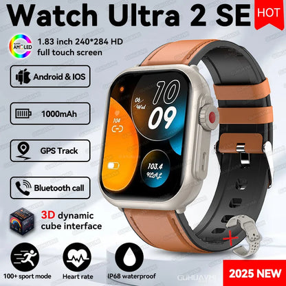 2025 New 1000mAh Long Battery Life Smartwatch Men Bluetooth Call Waterproof 1.83 inch Full Touch Fitness Sport Smart Watch Women