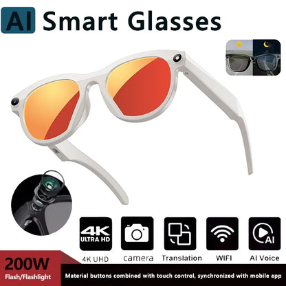 AI Smart Glasses with 8MP Camera Video Recording 100+ Languages Translation Sunglasses Bluetooth Call Music Play Men Women 2025