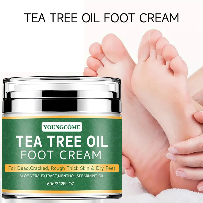 Foot moisturizer with aloe vera and tea tree oil to deeply nourish the skin, for dry and rough skin, daily hand and foot care