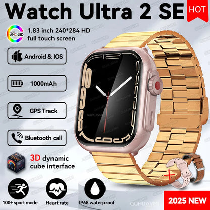 2025 New 1000mAh Long Battery Life Smartwatch Men Bluetooth Call Waterproof 1.83 inch Full Touch Fitness Sport Smart Watch Women