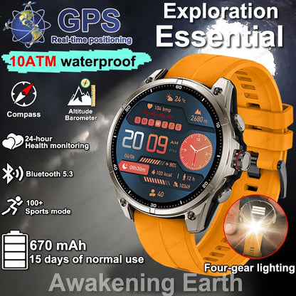 2025 New Premium GPS Smart Watches Outdoor Altimeter Barometer AMOLED Screen Built-in GPS Compass Military Sports Smartwatch Men