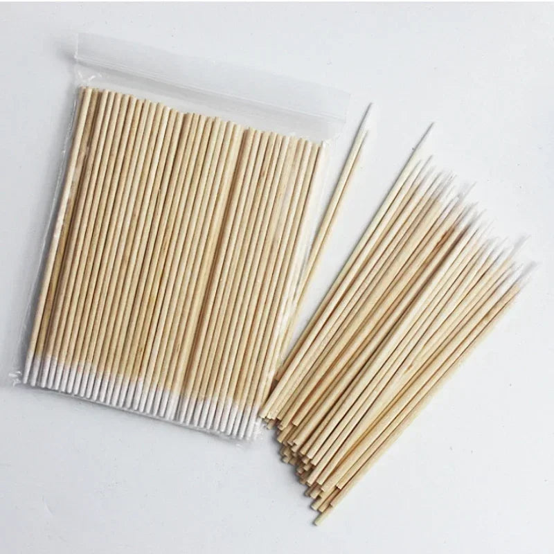 100-500Pcs Nails Wood Cotton Swab Clean Sticks Bud Tip Wooden Cotton Head Manicure Detail Corrector Nail Polish Remover Art Tool