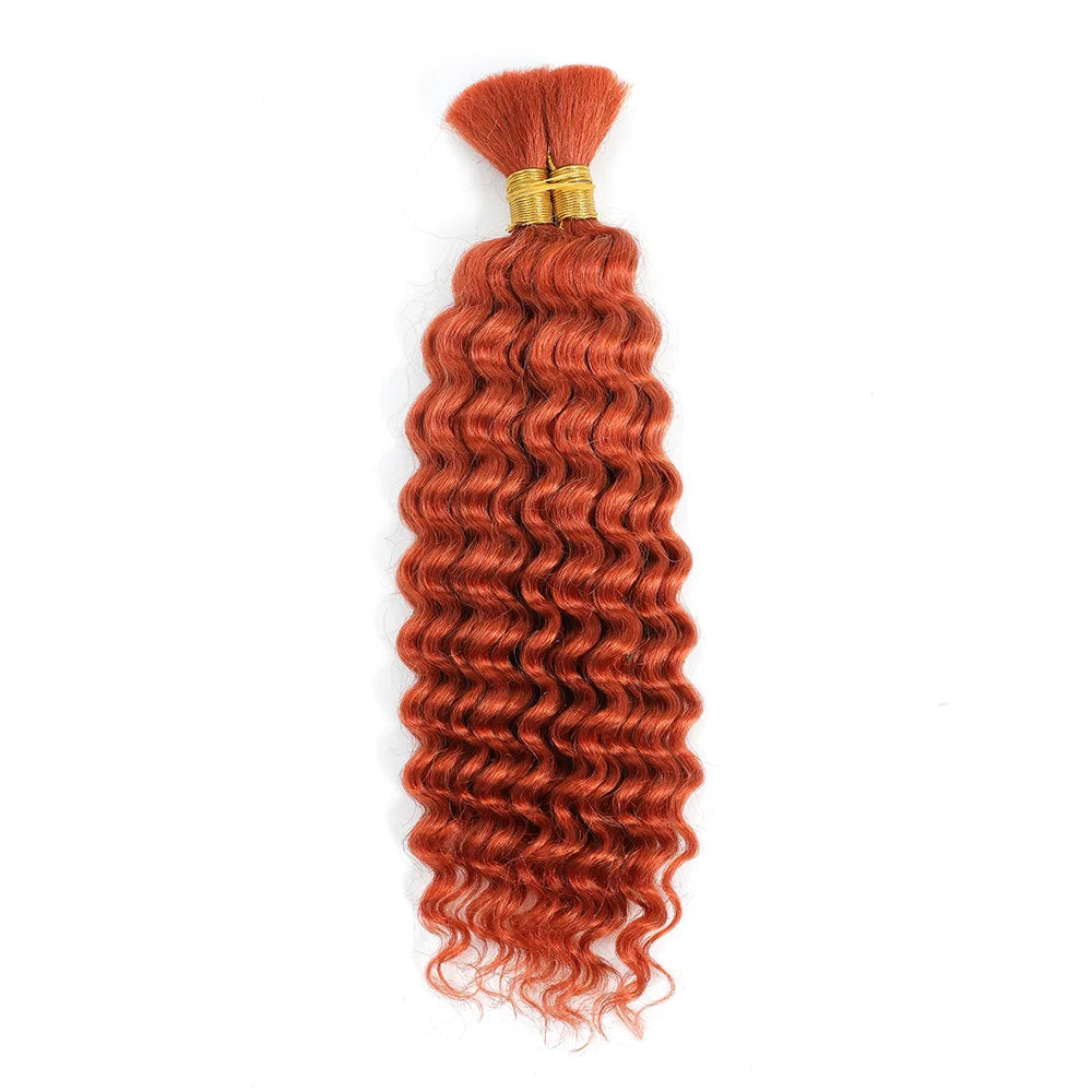 Deep Wave Bulk 100% Human Hair Braiding Blonde Ginger Curly Brazilian Hair for Human Hair Extensions for Micro Braiding No Weft