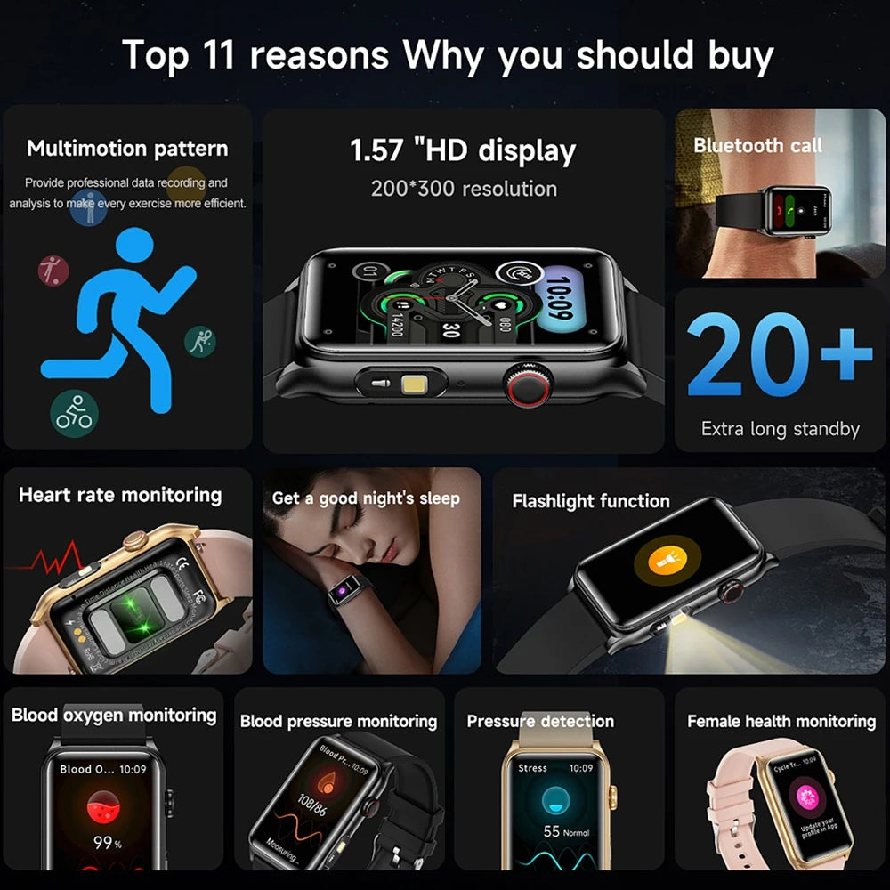 2025 New Medical Grade Health Monitoring Smartwatch Blood Oxygen Blood Pressure BT Call Women's Health smart Watch