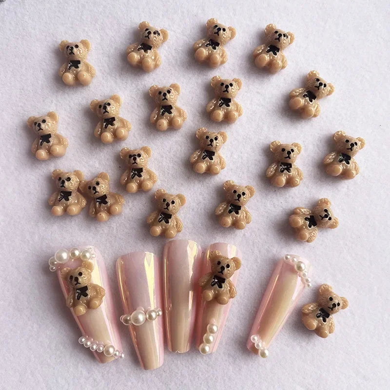 Nail Art Cute Bear Jewelry Metal Frosted Three-Dimensional Candy 3D Cartoon Crown Bear White Cute Nail Charms 네일파츠