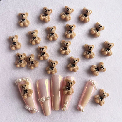 Nail Art Cute Bear Jewelry Metal Frosted Three-Dimensional Candy 3D Cartoon Crown Bear White Cute Nail Charms 네일파츠