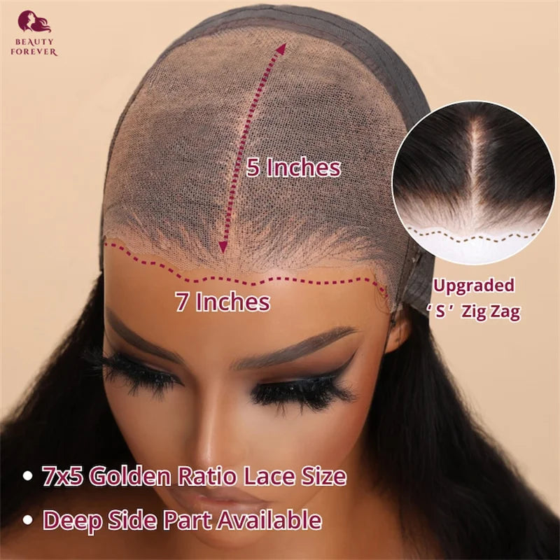 Beautyforever 13x4 Lace Frontal Glueless Human Hair Wig Water Wave 7x5 Bye Bye Knots Glueless Wig With Drawstring Ready to Wear