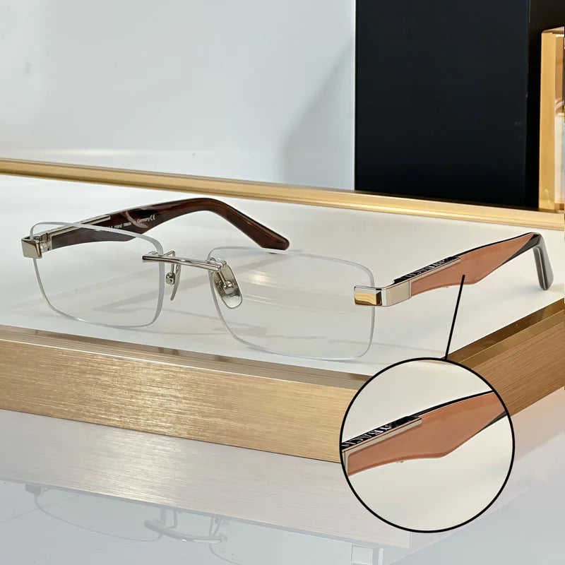 THE ARTIST III Designer Rimless Sunglasses Rectangle Men Alloy Acetate Germany Brand Trendy Classical High Quality Women UV400