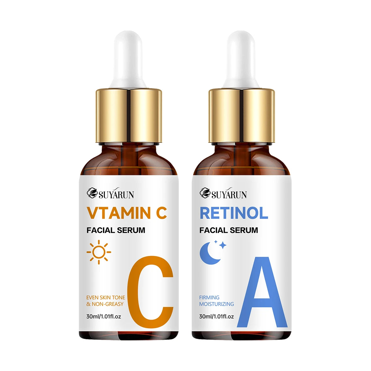 SUYARUN Premium Vitamin C + Retinol Serum for Face - Anti-Aging Brightening Skin Care, Dark Spot Corrector.
