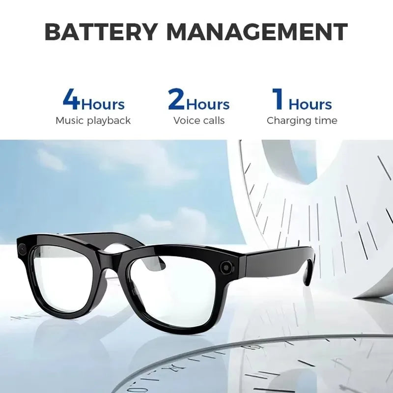 Smart Glasses Voice Assistant AI Translation 1080P HD Camera Bluetooth Call Outdoor Sports Headphones Sunglasses For Men Women