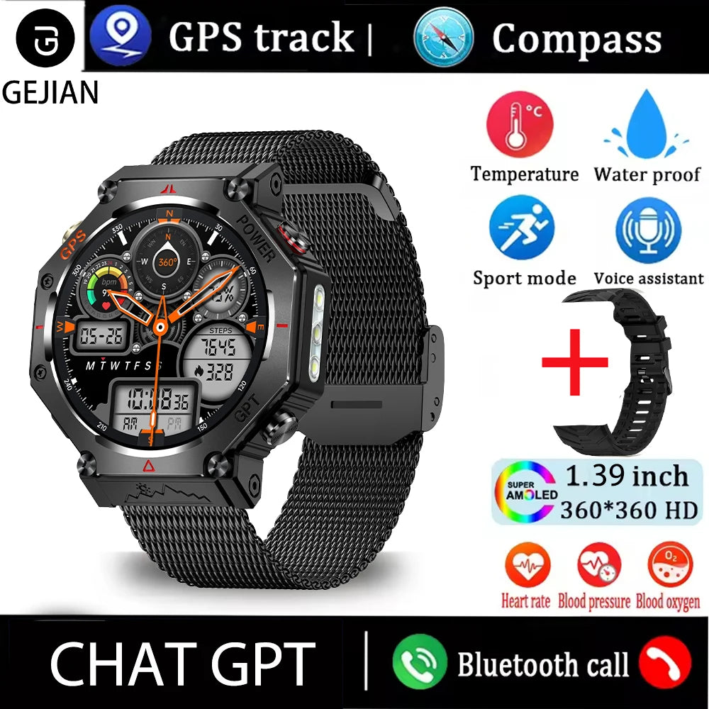 New GPS Smartwatch 1.39'' AMOLED Display 100 Sports Modes Voice Calling Smart Watch Men Women Military Grade Toughness Watches