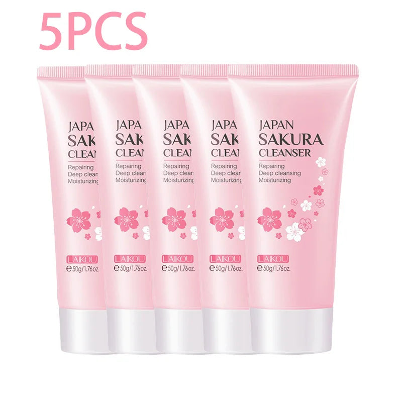 Sakura Cleanser Rich Foam Deep Clean Remove Grease Improve Oily Face Wash Cream Gentle Moisturizing Remove Blackhead Cleanser