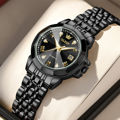 OLEVS Watch 9931X Ladies Perfume Watch Original Elegant Quartz Watch Waterproof Luminous Stainless Steel Date Set Watch Bracelet