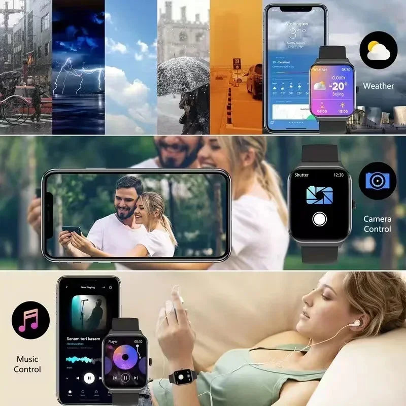 2024 Bluetooth Answer Call Smart Watch Men 1.73 inch Full Touch Fitness Tracker Waterproof Sport Smartwatch Women PK GTS4 Pro