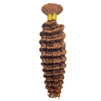 Deep Wave Bulk 100% Human Hair Braiding Blonde Ginger Curly Brazilian Hair for Human Hair Extensions for Micro Braiding No Weft
