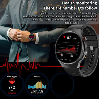 2025 New Watch4 Pro Men Smart Watch 360*360 AMOLED Screen Heart Rate Bluetooth Call IP67 Waterproof Men's Smartwatch For Android