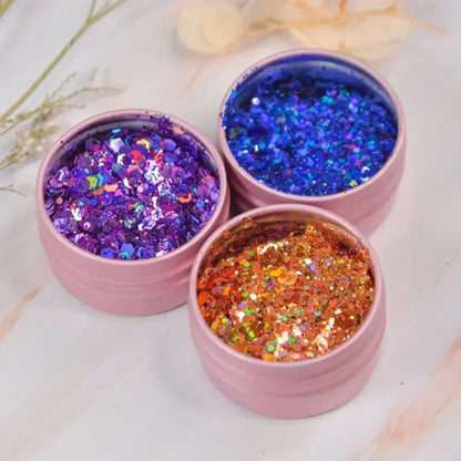 10g Laser Nail Glitter Flakes Mix-Hexagon Holographic Sparkly Powder Nail Art Decoration Loose Reflective Mermaid Chunky Sequins