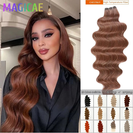 30inches 200grams Body Wave Hair Weave Bundles Ombre Brown M816 Gray 888# Synthetic Hair Extension High Temperature Soft Natural
