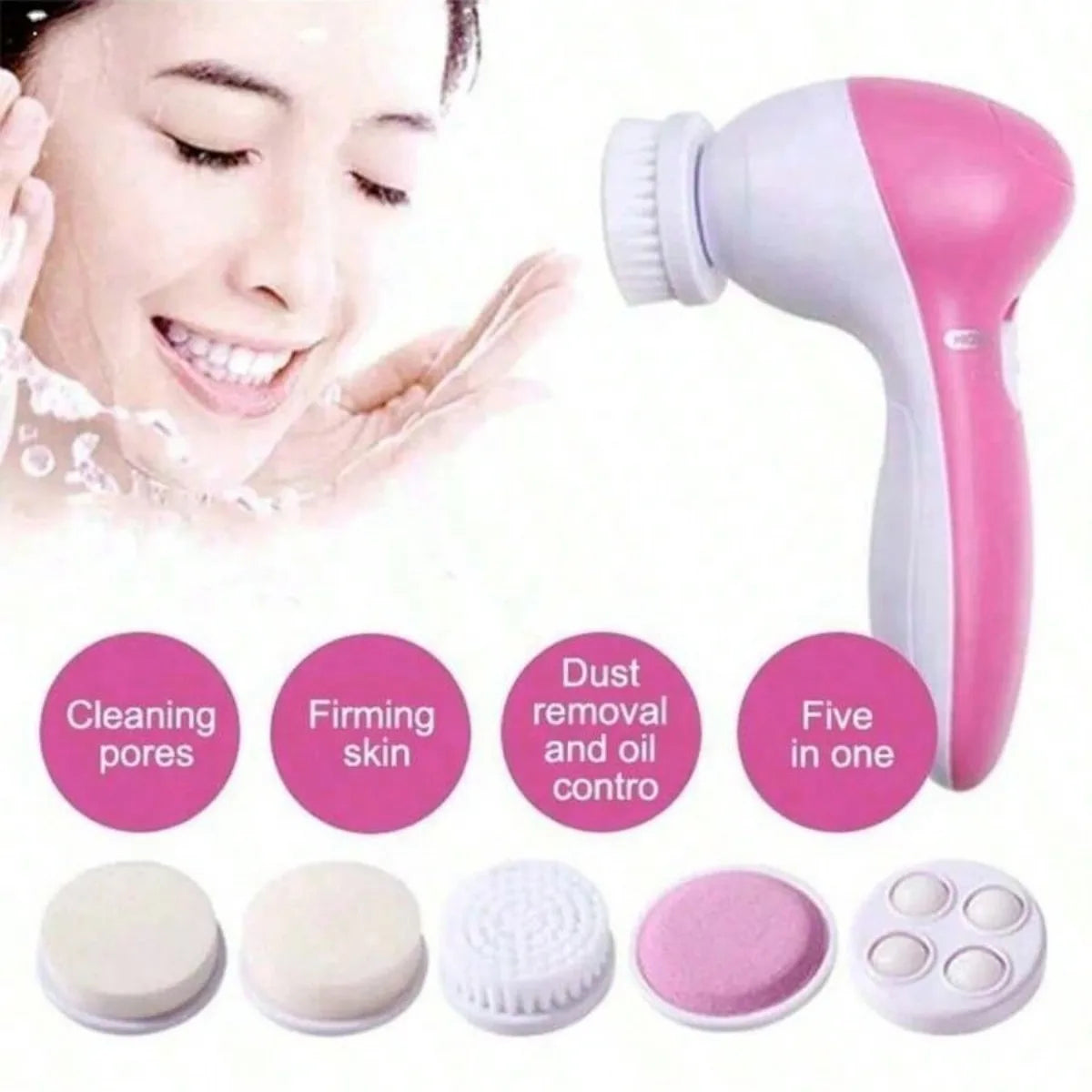 Ultrasonic Face Cleanser Tool, 5 in 1 Electric Skin Care Massager for Deep Pore Cleansing, Removing Dead Skin Cells