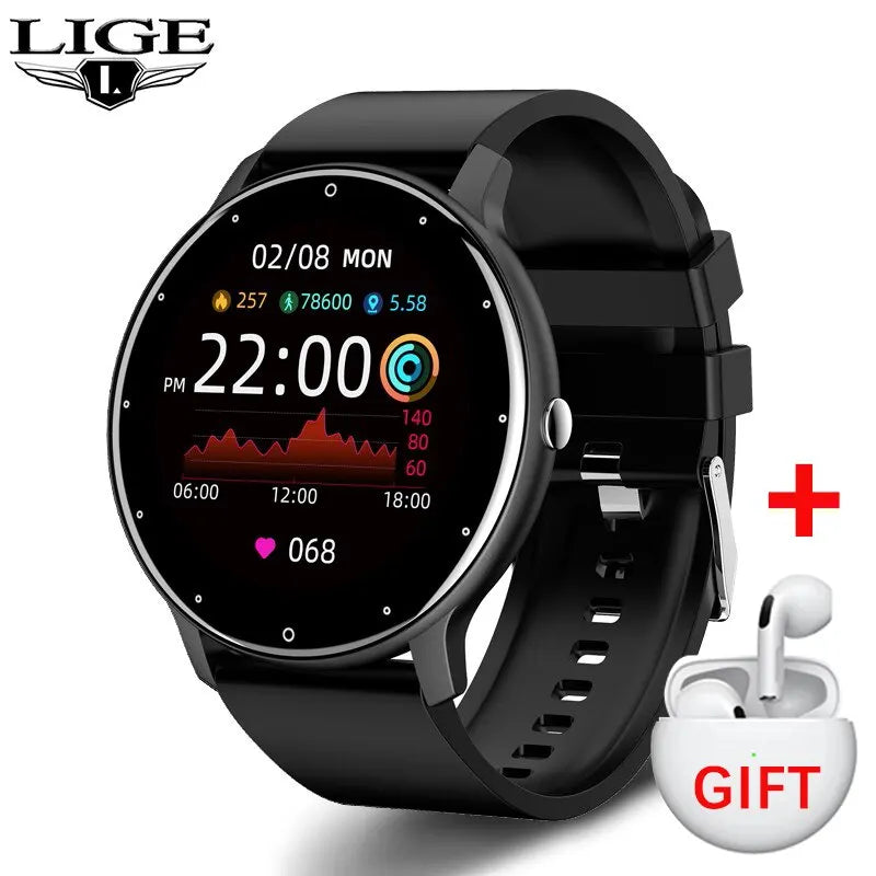 LIGE 2024 New Men Smart Watch Real-time Activity Tracker Heart Rate Monitor Sports Women Smart Watch Men Clock For Android IOS
