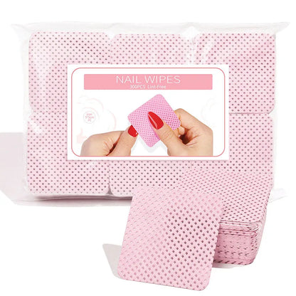 300pcs/Pack Lint-free Nail Polish Remover Napkin Colorful Cotton Wipes Paper Pads UV Gel Dust Cleaner Cleaning For Manicure Tool