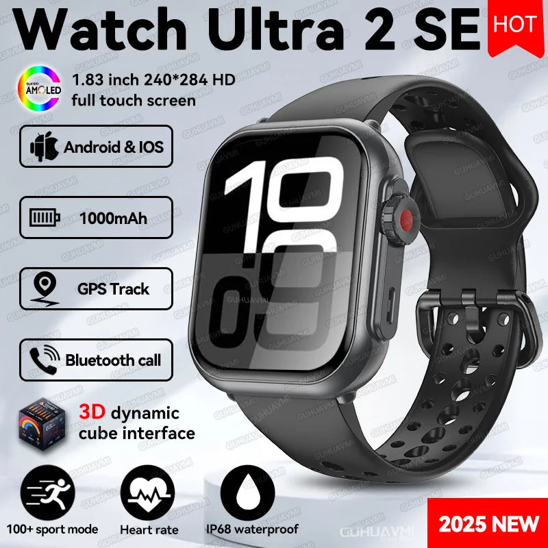 2025 New 1000mAh Long Battery Life Smartwatch Men Bluetooth Call Waterproof 1.83 inch Full Touch Fitness Sport Smart Watch Women