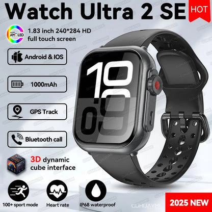 2025 New 1000mAh Long Battery Life Smartwatch Men Bluetooth Call Waterproof 1.83 inch Full Touch Fitness Sport Smart Watch Women
