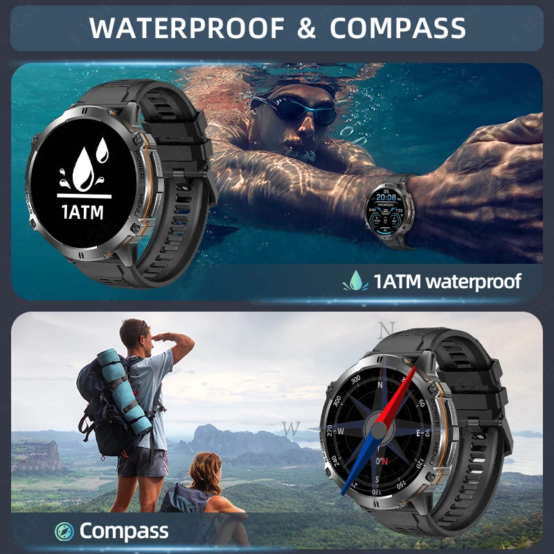 LIGE 2025 GPS Smart Watch Men Bluetooth Call 1ATM Waterproof Smartwatch Compass 1.73'' HD AMOLED 900mAh Fitness Sport Smartwatch