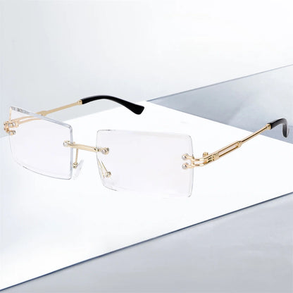 Vintage Fashion New Sunglasses Rimless Frameless Rectangle Shades Gradient UV400 Summer Traveling Sun Glasses for Women