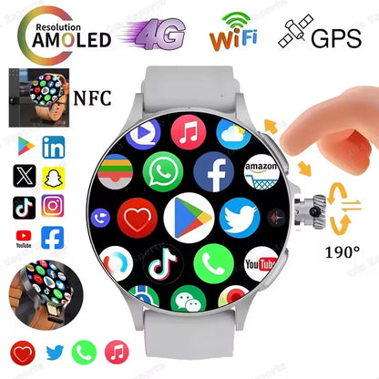 2025 New GT200 Smart Watch Men Women AMOLED Display 4G+32G GPS HD Camera Video Call NFC 4G SIM Card Smartwatch For Android IOS