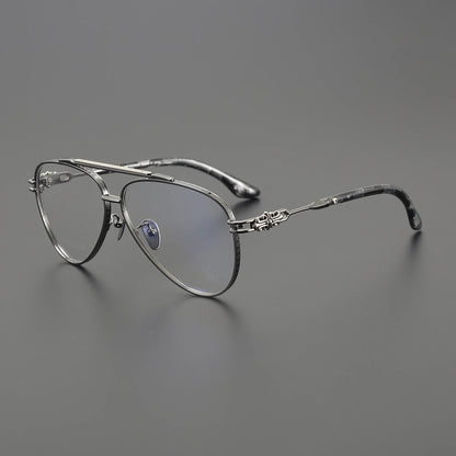 New Fashionable Large Frame Pilot Eyeglasses Frame Titanium Luxury Men's and Women's High Quality Optical Prescription Glasses