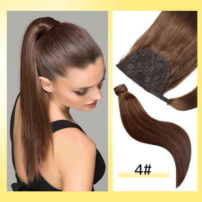 Yelo Ponytail Human Hair Wrap Around Brazilian Straight Ponytail 100% Remy Human Hair MagicTie Ponytail Extension Clip Horsetail