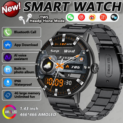 New 3D Surround Vision Smart Watch Built-in App 4GB large Memory Built-in photo album TWS Headphone IP68 Waterproof Smart Watch