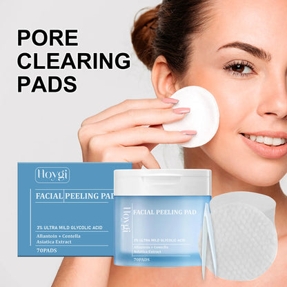 Hoygi Salicylic Acid Exfoliating Pads for Face 70pcs Gentle Skin Brightening Toner Wipes with Glycolic Acid for Smooth Texture