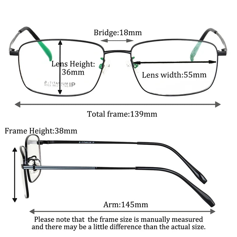 SHINU Progressive Multifocal Reading Glasses Men Titanium Frame Prescription Glasses Titanium Shortsighted Glasses Cr39 Lenses