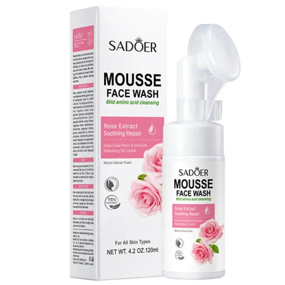 SADOER Amino Acid Facial Cleanser Mousse - Gentle Foam Wash for Sensitive Skin Hydrating & Soothing PH Balanced (150ml)