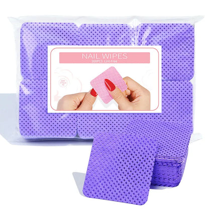 300pcs/Pack Lint-free Nail Polish Remover Napkin Colorful Cotton Wipes Paper Pads UV Gel Dust Cleaner Cleaning For Manicure Tool