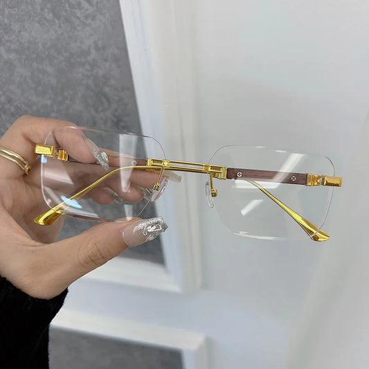 Fashion Luxurious Square Eyeglasses Frames Women Men Transparent Clear Brand Designer Optical Rimless Lovely Oculos