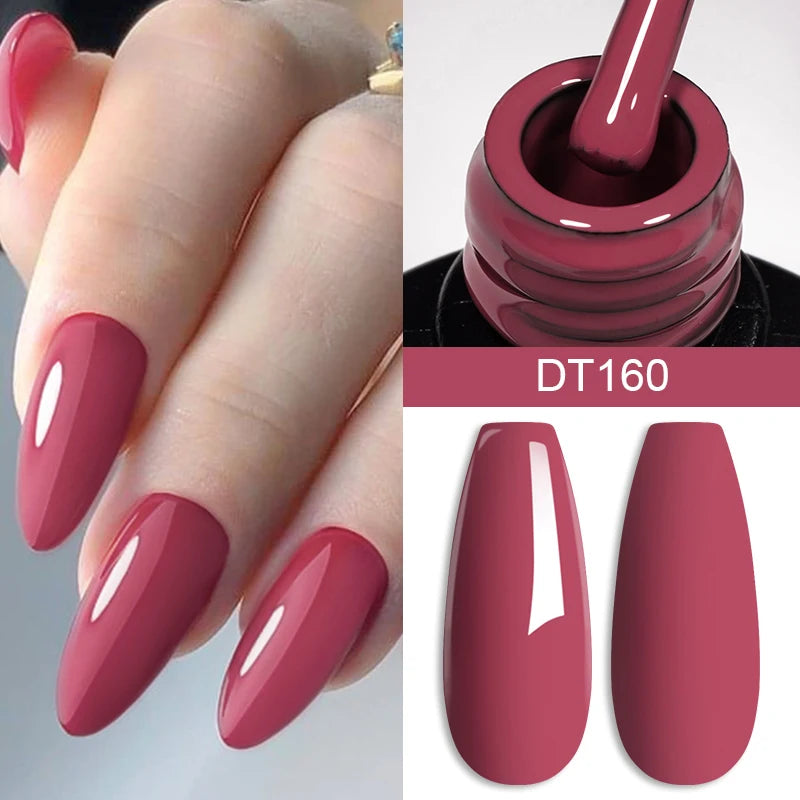 7ML Wine Red Gel Nail Polish Christmas Red Glitter Semi Permanent Varnish Nail Supplies Soak Off UV LED Nail Art Gel Polish DIY
