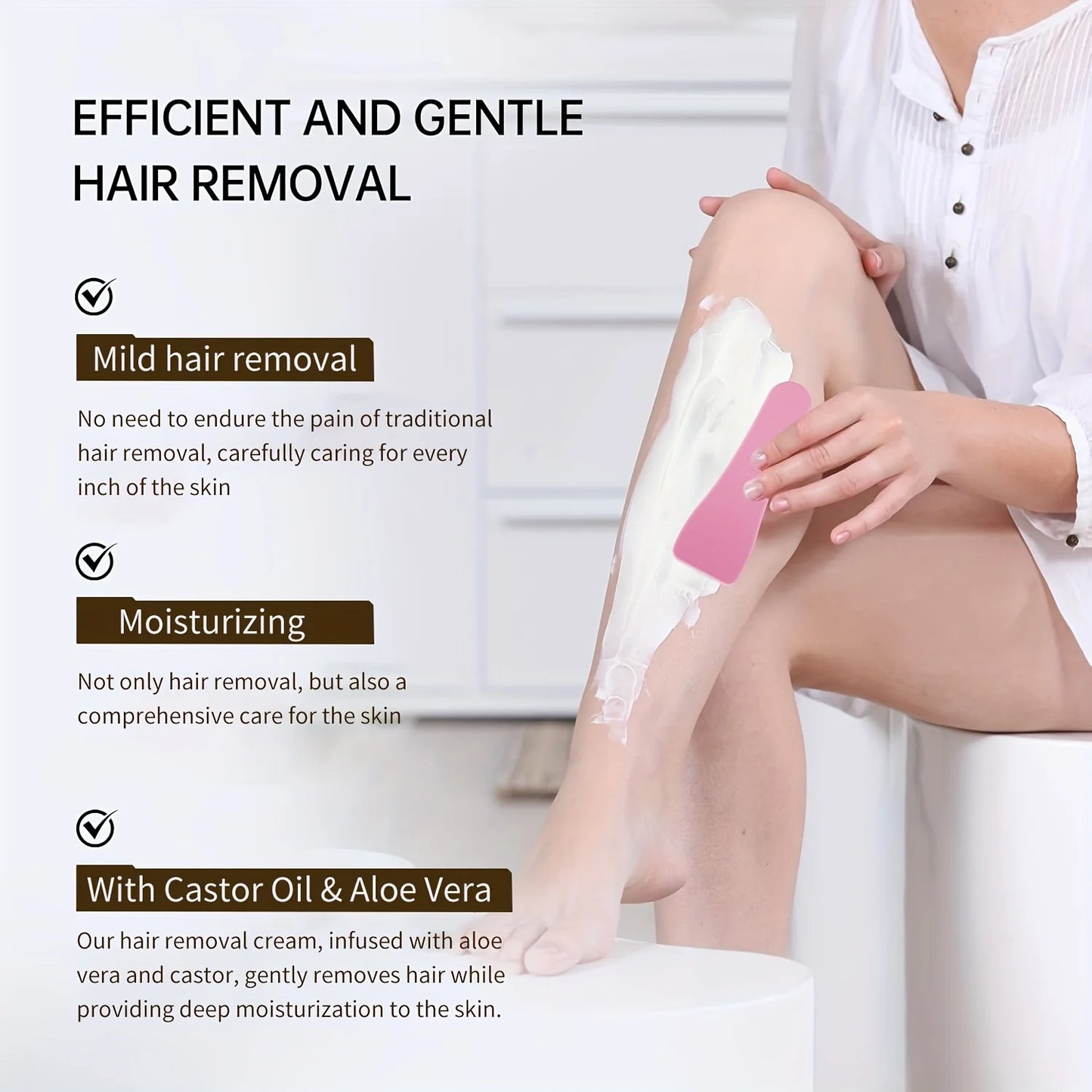 Aloe Vera Women'S Hair Removal Cream with Castor Oil, Moisturizing And Gentle Non-Irritating Skin Smoothness, for Daily Cleaning